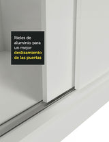 Placard Matrimonial 100% MDF Royale 3 Puertas Corredizas con Espejos Blanco