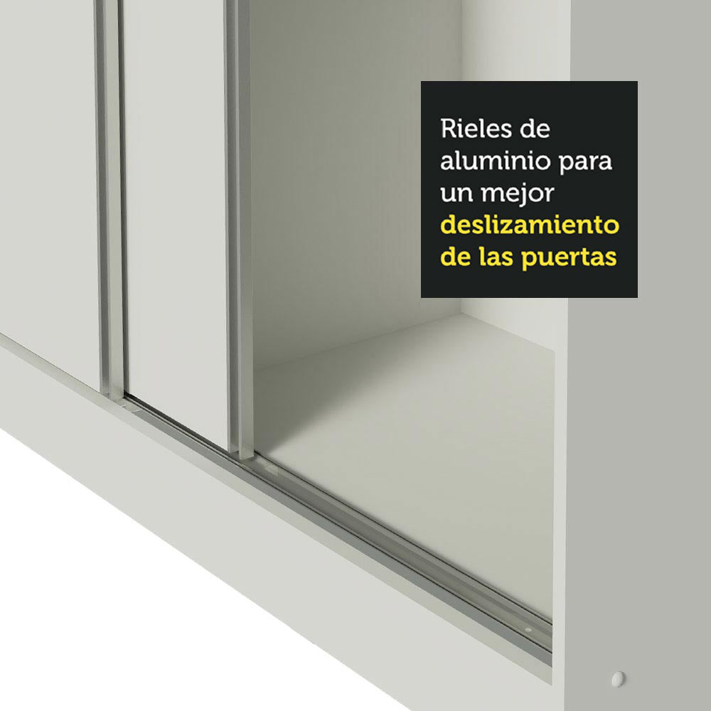 Placard Matrimonial 100% MDF Royale 3 Puertas Corredizas de Espejo con Patas Blanco