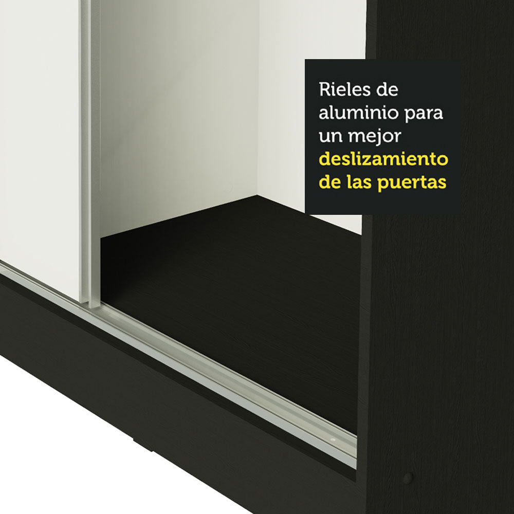 Placard Matrimonial 100% MDF Royale 3 Puertas Corredizas Negro/Blanco