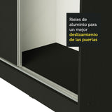 Placard Matrimonial 100% MDF Royale 3 Puertas Corredizas Negro/Negro/Blanco