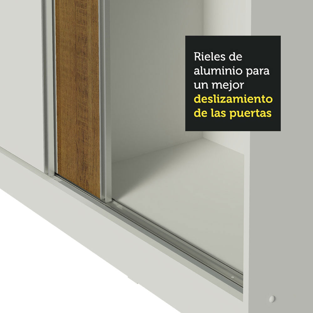 Placard Matrimonial 100% MDF Royale 3 Puertas Corredizas con Patas Blanco/Marrón/Blanco