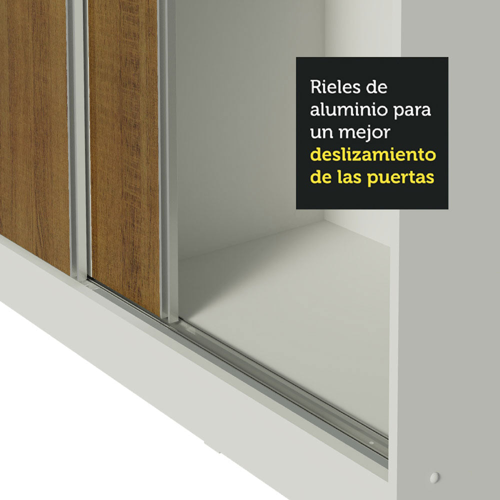 Placard Matrimonial 100% MDF Royale 3 Puertas Corredizas con Espejo Blanco/Marrón