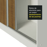 Placard Matrimonial 100% MDF Royale 3 Puertas Corredizas con Espejo Blanco/Marrón