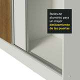 Placard Matrimonial 100% MDF Royale 3 Puertas Corredizas Blanco/Blanco/Marrón