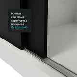 Placard Matrimonial Lyon 3 Puertas Corredizas con Espejos 2 Cajones Blanco/Negro