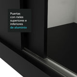 Placard Matrimonial Lyon Plus 3 Puertas Corredizas con Espejo 4 Cajones Negro