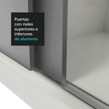 Placard Matrimonial 3 Puertas Corredizas Blanco/Gris Monaco