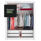 Placard Soltero Dallas Plus 2 Puertas Corredizas 4 Cajones Blanco