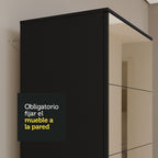 Zapatero 60 cm 1 Puerta Batiente con 1 Espejo Negro Madesa
