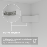 Placard Individual 4 Puertas Batientes con Espejo Blanco/Blanco/Negro Venus Madesa
