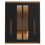 Placard Matrimonial 6 Puertas Batientes con Espejo Venus Marrón/Negro/Marrón