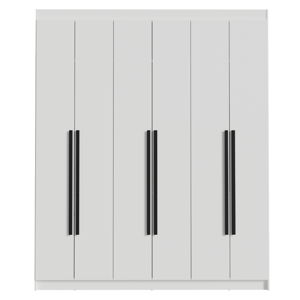 Placard Matrimonial 6 Puertas Batientes Venus Blanco/Blanco/Negro