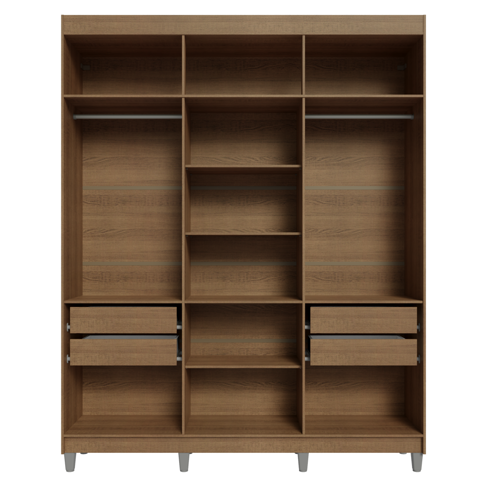 Placard Matrimonial con Patas 6 Puertas Batientes Venus Marrón/Crema/Marrón