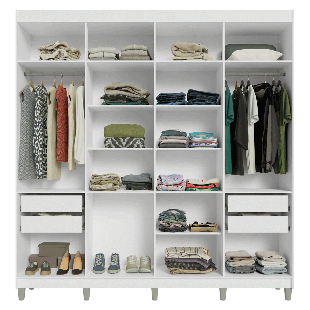 Placard Closet con Patas 4 Cajones 216cm Blanco Venus Madesa