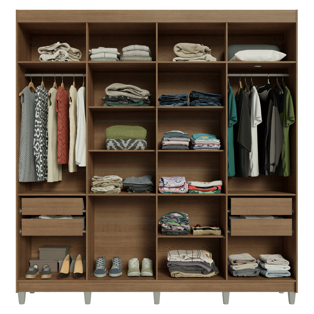 Placard Closet con Patas 4 Cajones 216cm Marrón Venus Madesa
