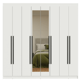 Placard Matrimonial 216 cm 8 Puertas Batientes con Espejo Venus Blanco/Blanco/Negro