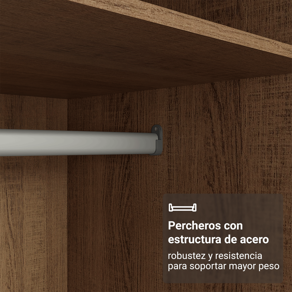 Placard Modular 2 Puertas con Espejo 4 Repisas 1 Perchero Marrón/Crema Neo Madesa