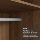 Placard Modular 2 Puertas con Espejo 4 Repisas 1 Perchero Marrón/Crema Neo Madesa