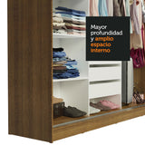 Placard Ropero Casal Madesa Istambul 3 Puertas Corredizas con Espejo 3 Cajones Marrón/Negro