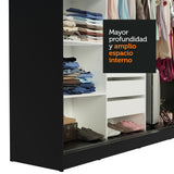 Placard Ropero Casal Madesa Istambul 3 Puertas Corredizas de Espejo 3 Cajones Negro/Marrón