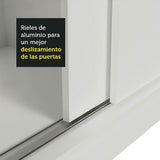 Placard Soltero 2 Puertas Corredizas Espejo 2 Cajones Blanco Max