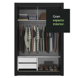 Placard 2 Puertas Corredizas con Espejos 2 Cajones Negro Vivare