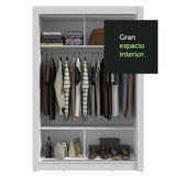 Placard Soltero 2 Puertas Corredizas Blanco/Gris Milano
