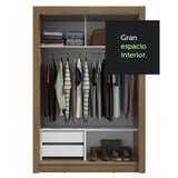 Placard Soltero 2 Puertas Corredizas con Espejo 2 Cajones Marrón/Gris Vivare