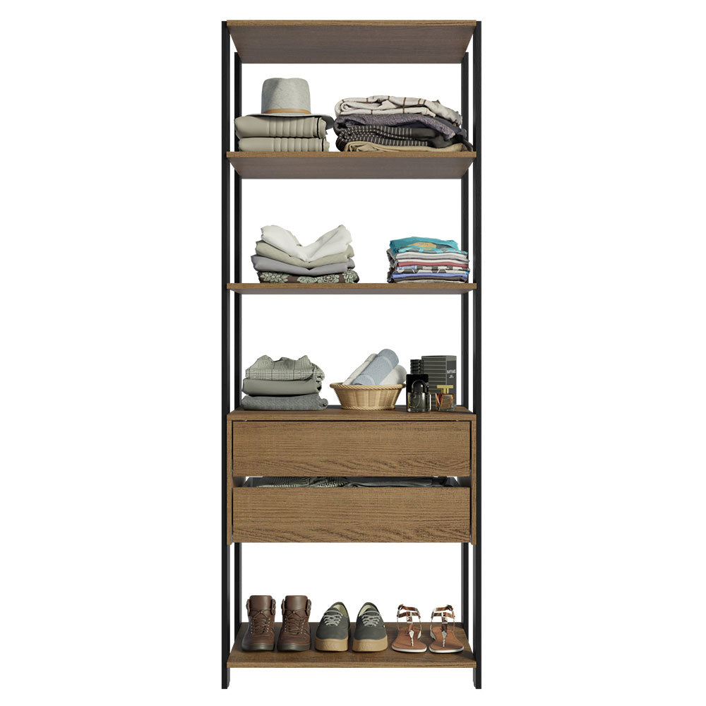 Placard Modulado 2 Cajones 4 Niveles 70cm Marrón/Negro Valencia