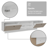 Rack Flotante para TV hasta 80 Pulgadas 218 cm 2 Puertas Blanco/Crema Vik Madesa