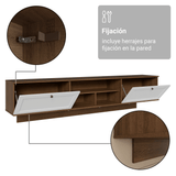 Rack Flotante para TV hasta 80 Pulgadas 218 cm 2 Puertas Marrón/Blanco Vik Madesa