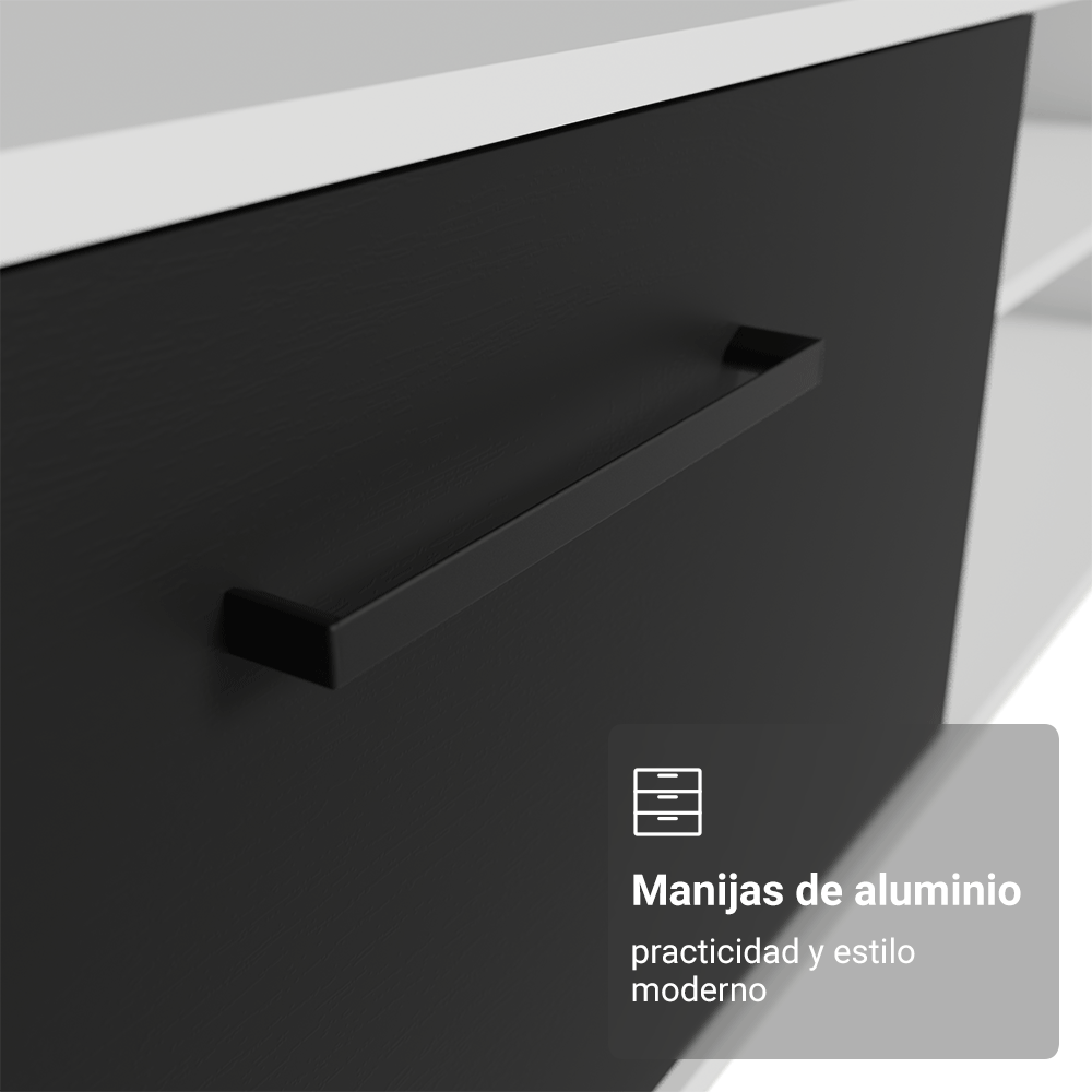 Rack para TV hasta 80 Pulgadas 218 cm 2 Puertas Blanco/Negro Agata Madesa