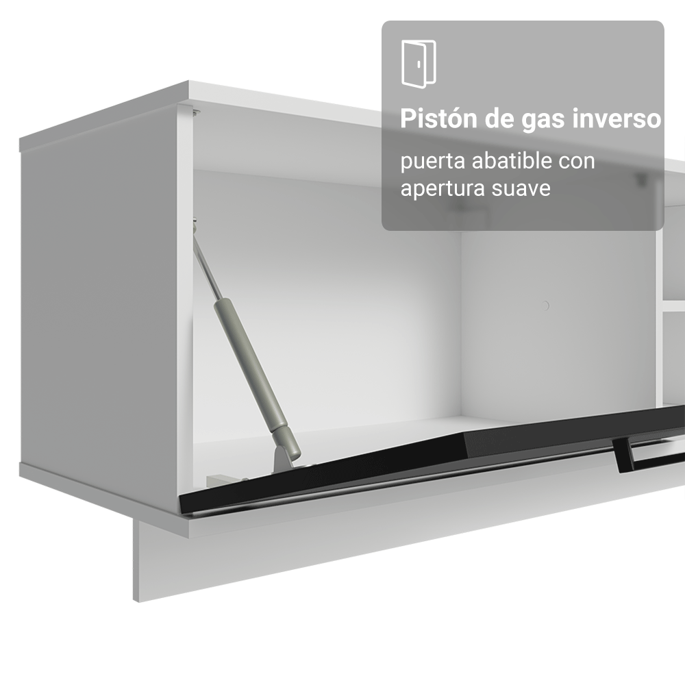 Rack Flotante para TV hasta 80 Pulgadas 218 cm 2 Puertas Blanco/Negro Agata Madesa