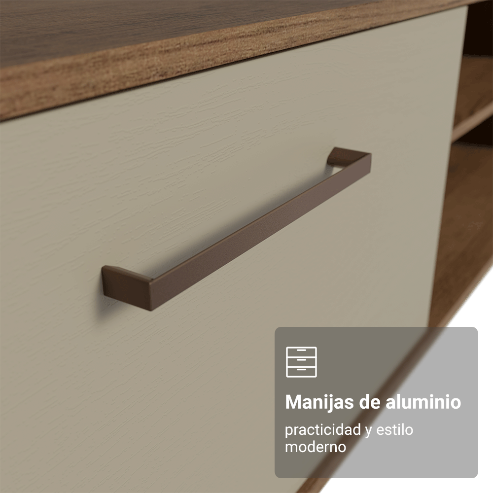 Rack para TV hasta 80 Pulgadas 218 cm 2 Puertas Marrón/Crema Agata Madesa
