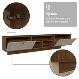 Rack Flotante para TV hasta 80 Pulgadas 218 cm 2 Puertas Marrón/Crema Vik Madesa
