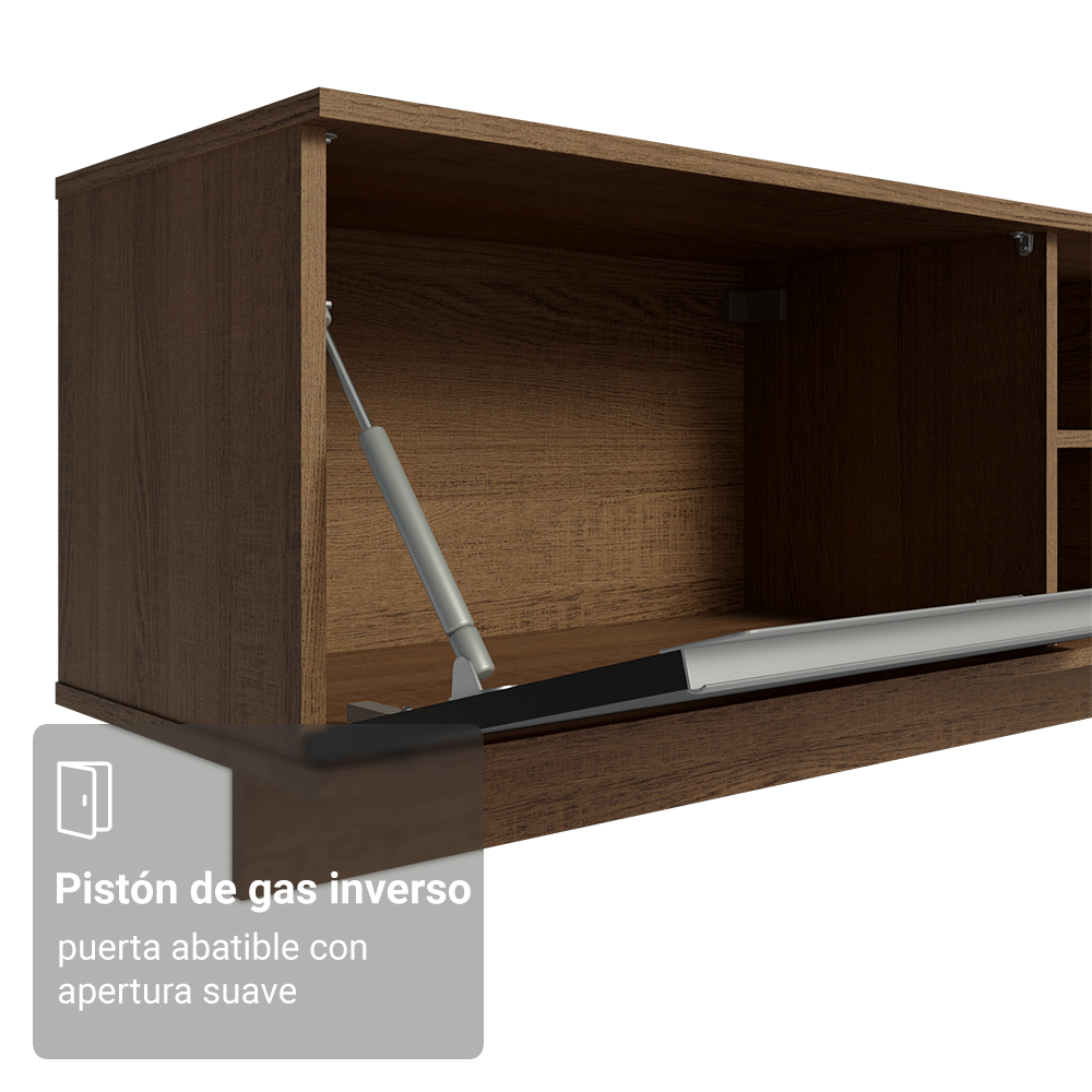 Rack Flotante para TV hasta 80 Pulgadas 218 cm 2 Puertas Marrón/Negro Glamy Madesa