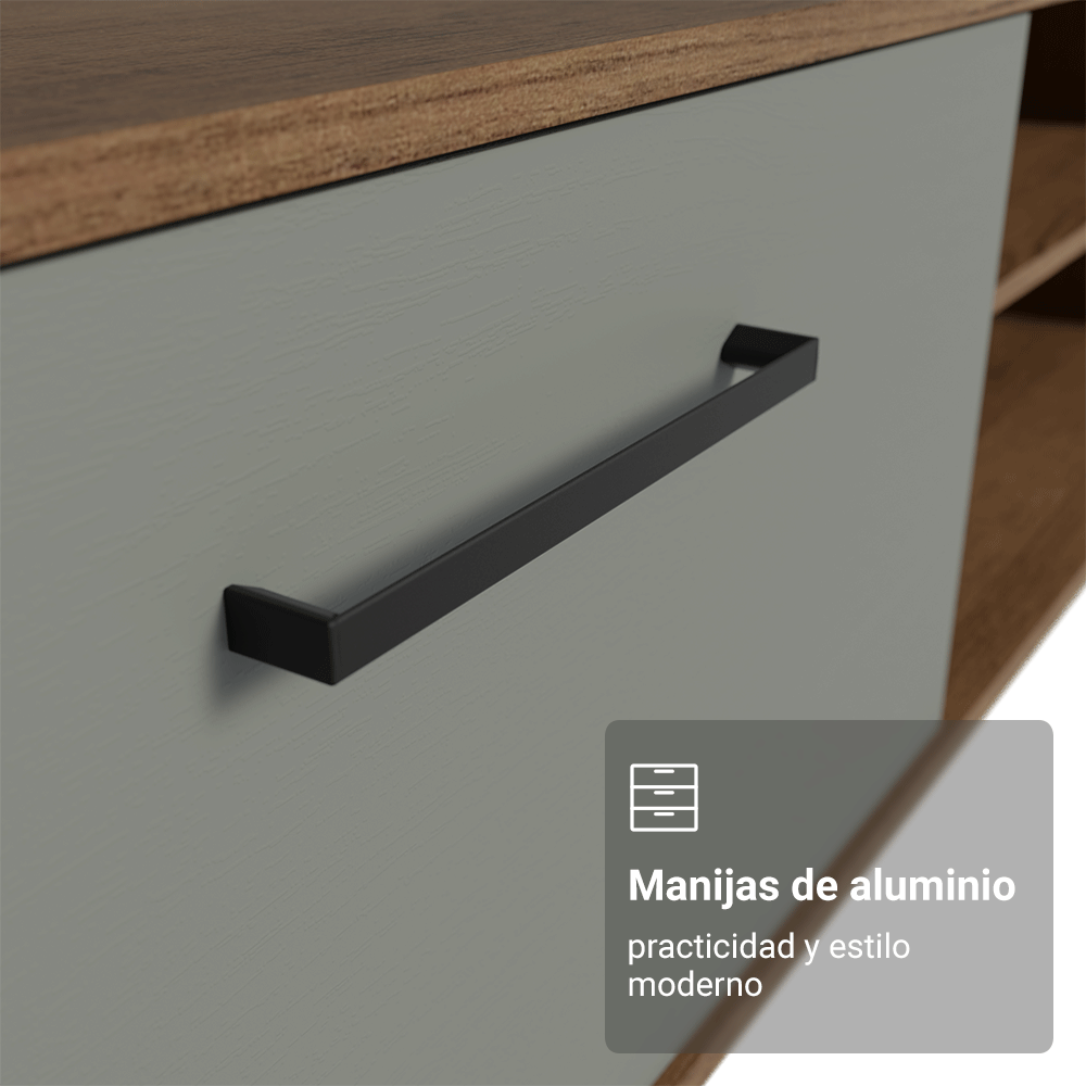 Rack para TV hasta 80 Pulgadas 218 cm 2 Puertas Marrón/Gris Agata Madesa