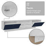 Rack Flotante para TV hasta 80 Pulgadas 218 cm 2 Puertas Blanco/Azul Vik Madesa