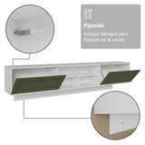 Rack Flotante para TV hasta 80 Pulgadas 218 cm 2 Puertas Blanco/Verde Vik Madesa