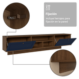 Rack Flotante para TV hasta 80 Pulgadas 218 cm 2 Puertas Marrón/Azul Vik Madesa