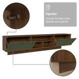 Rack Flotante para TV hasta 80 Pulgadas 218 cm 2 Puertas Marrón/Verde Vik Madesa
