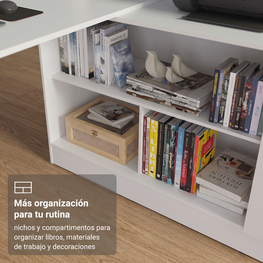 Escritorio Esquinero 300 cm Blanco Roma Madesa