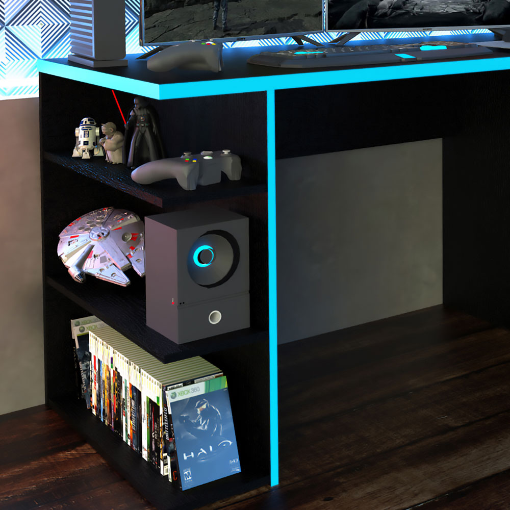 Escritorio Gamer 136 cm Negro/Azul Madesa