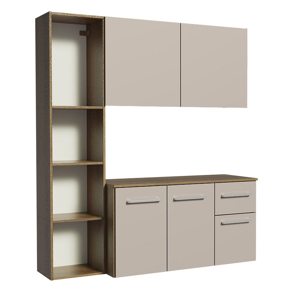 Cocina Compacta 120 cm 4 Puertas y 2 Cajónes Marrón/Crema Easy Madesa