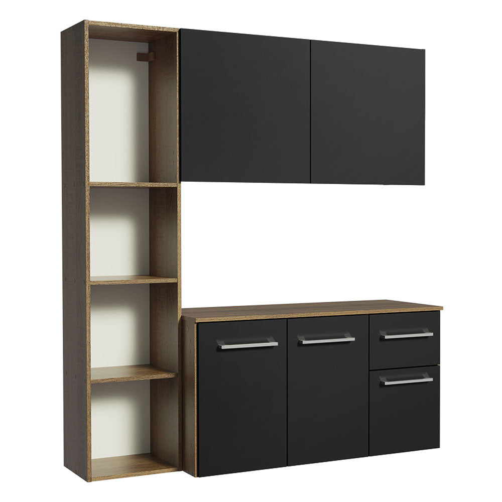 Cocina Compacta 120 cm 4 Puertas y 2 Cajónes Marrón/Negro Easy Madesa