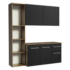 Cocina Compacta 120 cm 4 Puertas y 2 Cajónes Marrón/Negro Easy Madesa