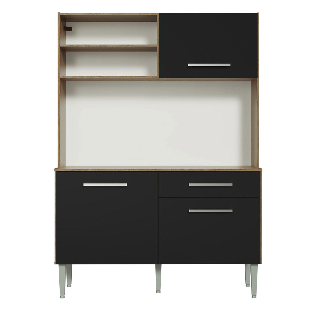 Cocina Compacta 120 cm 2 Puertas y 2 Cajónes Marrón/Negro Life Madesa
