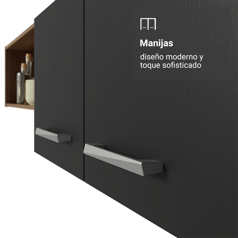 Cocina Compacta 196 cm Aura Marrón/Negro