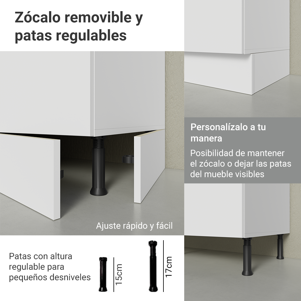Kit Bajo Mesada + Cristalero 60 cm Smart 100% MDF Blanco