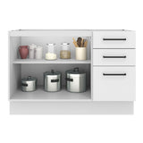 Bajo Mesada 120 cm x 60 cm, 3 Cajones 2 Puertas Agata Blanco